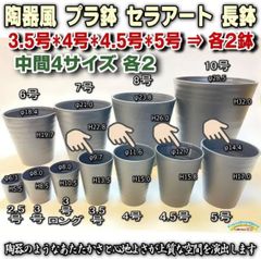 ◆平日＊日中注文即日発送-セラアート長鉢＊中間4サイズ：3.5・4・4.5・5号鉢黒プラ鉢(陶器風ロング深鉢タイプ)各2鉢の合計8鉢セット＊多肉植物・塊根植物コーデックス・アガベ・サボテン・ハオルチア・アデニウム・パキポディウム・実生＠フラワーショップ江口