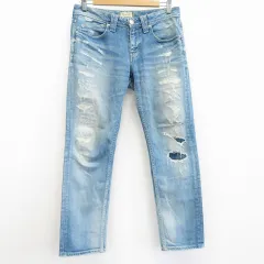 ヤヌーク YANUK パンツ デニム ダメージ ロゴボタン 革ラベル 牛革 884906iのサムネイル