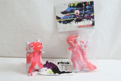 ◆バイロン ランジロン マーブル模様 山椒魚怪獣 ソフビ 2体セット