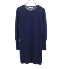 ラコステ 長袖 ウールブレンド ニット 膝丈ワンピース 38 ネイビー LACOSTE レディース 古着 【240127】