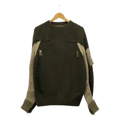sacai / サカイ | 2022SS | MA-1 ドッキング コットンニット セーター | 3 | オリーブ / ベージュ | メンズ