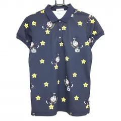 ジャックバニー×ドラえもん 半袖ポロシャツ ネイビー×イエロー うさ耳ドラえもん総柄 星柄 レディース 2(L) ゴルフウェア Jack Bunny