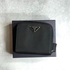PRADA プラダ / テスートトライアングルコンパクトウォレット 二つ折り財布 テスートナイロン サフィアーノレザー ブラック M522 TESSUTO NERO