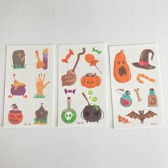M1017B タトゥーシール　3枚セット　ハロウィン　キッズ　子供　おしゃれ　タトゥー風　メイク　仮装　イベント　クリスマス　水で貼れる