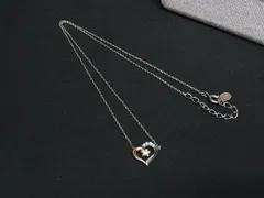 4℃ ヨンドシー SV925 ラインストーン ハート ネックレス ペンダント アクセサリー レディース シルバー系×ピンクゴールド系 DJ1456のサムネイル