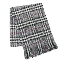BURBERRY LONDON バーバリー ロンドン マフラー グレー / ツイード チェック マフラー / ストール フリンジ ウール モヘヤ / ファッション 小物 雑貨【レディース】のサムネイル