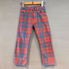 80's〜90's JEANS INTERNATIONAL WORLD ジーンズ インターナショナル ワールド チェックパンツ ライトブルー × ピンク ５歳？サイズ（ 105〜115cm ）