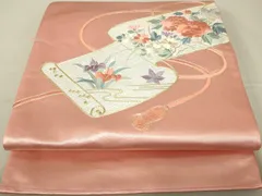 平和屋着物◎太鼓柄袋帯　駒刺繍　総刺繍　蒔絵草花文　金銀糸　引箔　正絹　逸品　DAAL6284fc