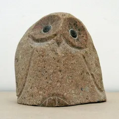 フクロウ・石の置物・No.160419-004・梱包サイズ80