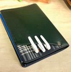 B5大学ノートサイズ【Cover pocke付きカバー】２冊用■合皮/チェック■ブラック