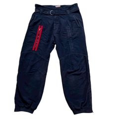 EMPORIO ARMANI エンポリオ アルマーニ サルエルパンツ 紺 赤 長ズボン ポケット メンズ サイズI50 XXXLサイズ