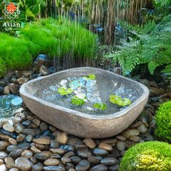 睡蓮鉢 石 大型 おしゃれ 庭 つくばい 手水鉢 蹲 水鉢 メダカ鉢 金魚鉢 水盤 鉢 坪庭 和風 ガーデニング XXXL (N)