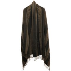 Yohji Yamamoto POUR HOMME ヨウジヤマモト プールオム ウールシルク大判フリンジストール HZ-L01-448 ブラウン -