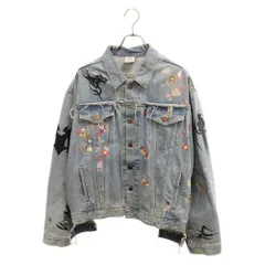 VETEMENTS (ヴェトモン) 18AW×Levis Tribal Sticker Oversize Denim Jacket×リーバイス トライバル柄 再構築オーバーサイズステッカーデニムジャケット インディゴ WAH19JA111のサムネイル