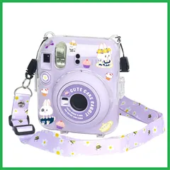 mini12 ケース 富士フイルム Instax Mini 12 カメラ用保護クリアケース クリスタルハードシェルカバー ショルダーストラップ付き カメラステッカー