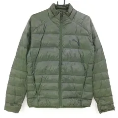 プーマ ダウンジャケット ダークグリーン×黒 総柄 袖口内側ゴム メンズ M ゴルフウェア PUMA