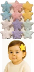 §Ｂｇ３ 赤ちゃん ヘアピン ベビー ヘアクリップ 薄毛用｜痛くない テープ式 髪飾り(モフモフ星)