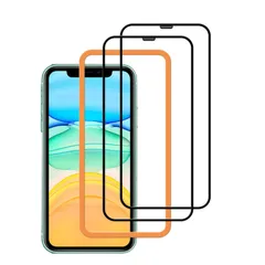 【人気商品】iPhone XR iPhone 用 / ガラスフィルム 11 全面保護 強化ガラス 日本素材製 カバー KPNS 保護フィルム 【2枚セット】ガイド枠付き