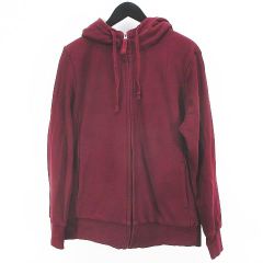 ユニクロ UNIQLO ボア スウェット フルジップ パーカー XL 紫 パープル系 ポケット 綿 コットン ストレッチ 