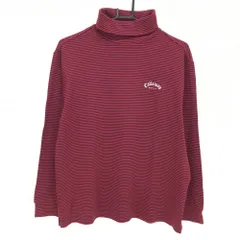 キャロウェイ 長袖タートルネックシャツ レッド×ネイビー ボーダー ロゴ刺しゅう メンズ M ゴルフウェア Callaway