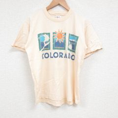 M/古着 半袖 ビンテージ Tシャツ メンズ 90s コロラド コットン クルーネック 薄オレンジ 25jun06 中古
