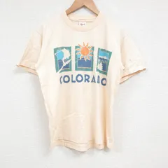 M/古着 半袖 ビンテージ Tシャツ メンズ 90s コロラド コットン クルーネック 薄オレンジ 25jun06 中古