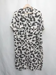 ◇ ⊂ PAGEBOY ページボーイ 総柄 半袖 シャツ サイズF アイボリー ブラック レディース E  【1502180066719】