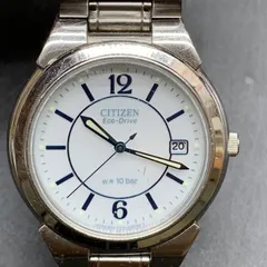 M374 可動 シチズン CITIZEN エコ ドライブ メンズ 腕時計 E111-S027161 白 ホワイト 文字盤 SS シルバー デイト アナログ ソーラー クォーツ QZ ウォッチ