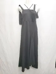 ◇ ⊂ mily bilet フレア ラッフルシルエット リボン使い ロング キャミ ワンピース サイズM ブラック レディース P  【1409090009037】