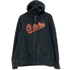 NIKE ロゴスウェット パーカー レディース M ブラック オレンジ ナイキ スポーツ ジップアップ ポケット 古着卸 アメリカ仕入 a612-7361