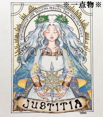 【原画】【手描き】オリジナル　手描きイラスト　ミュシャ風　少女　星　女神