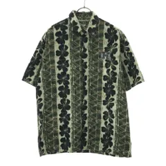 ヒロハッティ 90s ハワイ製 総柄 半袖 アロハシャツ S ホワイト×グリーン Hilo Hattie オールド ヴィンテージ メンズ 古着 【240525】 メール便可