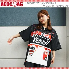 ACDC RAG エーシーディーシーラグ Yummy ハーフZIPシャツ Tシャツ 半袖 原宿 原宿系 ファッション ハーフZIP 病み 病みかわ ダーク ポップ jr-545-128 ブラックのサムネイル