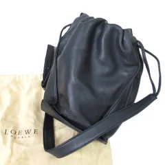 美品●ロエベ　ハンドバッグ　アナグラム　巾着　裏地総柄　ナッパレザー　ブラック 極美品・保存袋付き】LOEWE ロエベ ハンドバッグ ナッパアイレ