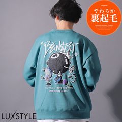 トレーナー メンズ スウェット 裏起毛 発泡プリント ビッグシルエット グラフィティ【グラフィック発泡プリント裏起毛トレーナー】メンズトレーナー スエット 落書き風 ロゴ イラスト ルーズ 暖か 防寒 ストリート スケーター 韓国 aa-2919