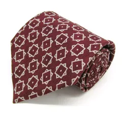 ダーバン ブランド ネクタイ 総柄 ドット 小紋柄 スクエア柄 シルク PO メンズ ワインレッド Durban 【中古】