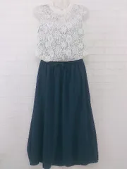 ◇ rps アールピーエス 切替 レース ノースリーブ ロング ワンピース サイズ M ホワイト ネイビー レディース P  【中古】 【1209020004565】