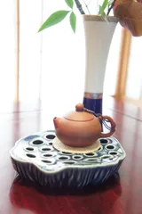 中国明時代紅緑彩茶壺木箱入送料込み0321