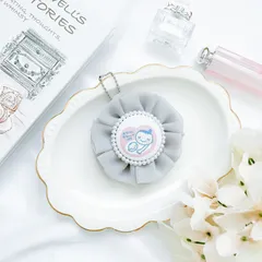 ふわふわ可愛いシフォンのマタニティロゼット♡ 両面パール付きマタニティマーク♡グレー ♡ おなかに赤ちゃんがいます