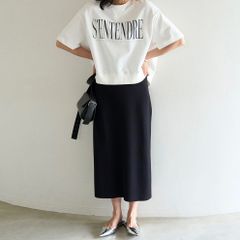 UNFILO アンフィーロ スゴ機能美ニット Iラインスカート サイズXL ブラック 黒 接触冷感 UVカット ロングスカート バックスリット ストレッチ シンプル 無地 オンワード樫山 レディース 夏 ゴーゴー古着マルイ草加店1224