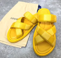 ★ 極美品！定価13万 LOUIS VUITTON ルイヴィトン LV ヴェニス ライン ミュール ダミエ サンダル メンズ イエロー 10 28.5cm PAWNSHOPRiZ  パウンショップリズ
