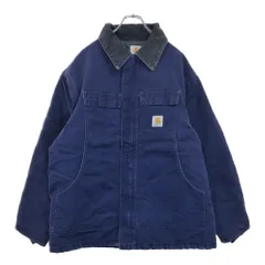 90年代 Carhartt カーハート トラディショナルジャケット ワークジャケット ネイビー(メンズ XL)中古 古着 V0437