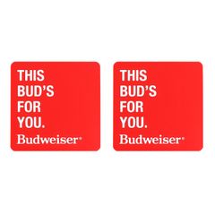 【ゆうパケット発送】ラバー製 コースター 2枚セット 「THIS BUD'S FOR YOU. Budweiser バドワイザー」 縦10×横10×厚み0.3cm バーグッズ アメリカ雑貨 アメリカン雑貨