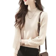 【新品】 [WoauNuiHll] セーター レディース タートルネック ニット トップス ハイネック 長袖 カットソー 無地 プルオーバー 大きいサイズ 体型カバー ゆったり 暖かい 着痩せ 普段着 通勤 秋冬 1