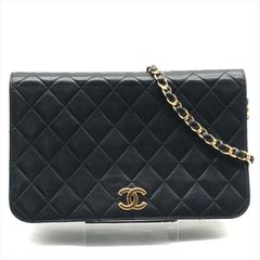 美品 CHANEL シャネル ココマーク マトラッセ ラムスキン プッシュロック フルフラップ チェーン ショルダー バッグ ブラック 黒 a7750