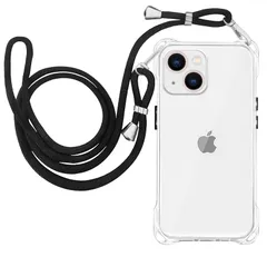 iPhone 13Mini ケース クリア ショルダー スマホケース アイフォン 13mini ケース ストラップ付き 肩掛け 斜めがけ 首掛け 紐付き カバー 透明 耐衝撃 薄型 軽量 TPU バンパー iphone 13mini 5.4インチ用 携帯ケ