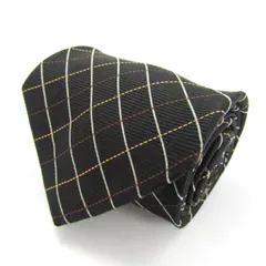 コムサデモードメン ブランド ネクタイ チェック柄 格子柄 シルク 日本製 PO  メンズ ブラック COMME CA DU MODE 【中古】