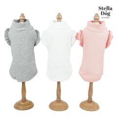 【閉店セール全品半額】袖フリルハイネックトップス　ノースリトップス　グレー　ピンク　犬服　ペット服