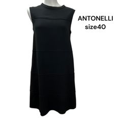 □ ANTONELLI アントネッリ ワンピース 袖なし 膝丈 ノースリーブ 黒 ブラック サイズ40 レディース S5T328