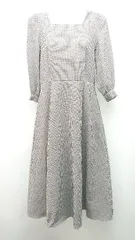 ◇ ROPEPICNIC ギンガムチェック スクウェアネック ジップ ７分袖 ロング丈 ワンピース サイズ36 ブラウス レディース E  【1310050015329】